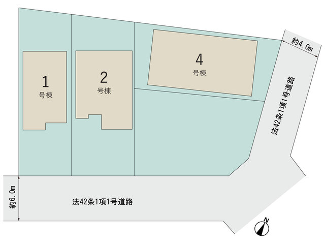 【販売中物件：1号棟、2号棟、4号棟】のスライド画像