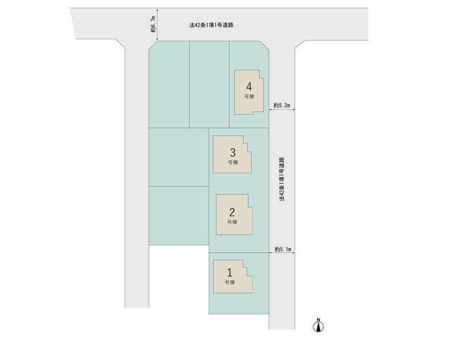 【販売中物件：1号棟、2号棟、3号棟、4号棟】のスライド画像