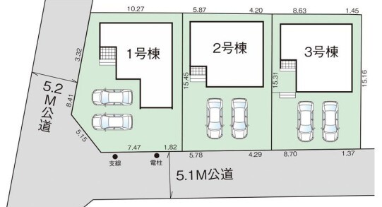 全体区画図 【販売中物件：1号棟、2号棟、3号棟】のスライド画像