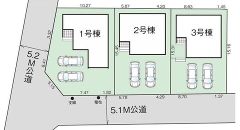 全体区画図 【販売中物件：1号棟、2号棟、3号棟】