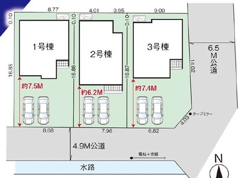 全体区画図 【販売中物件：1号棟、2号棟、3号棟】