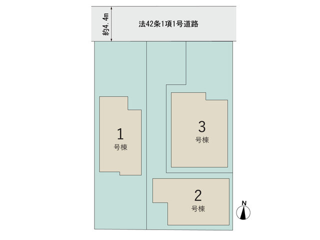 【販売中物件：1号棟、2号棟、3号棟】のスライド画像