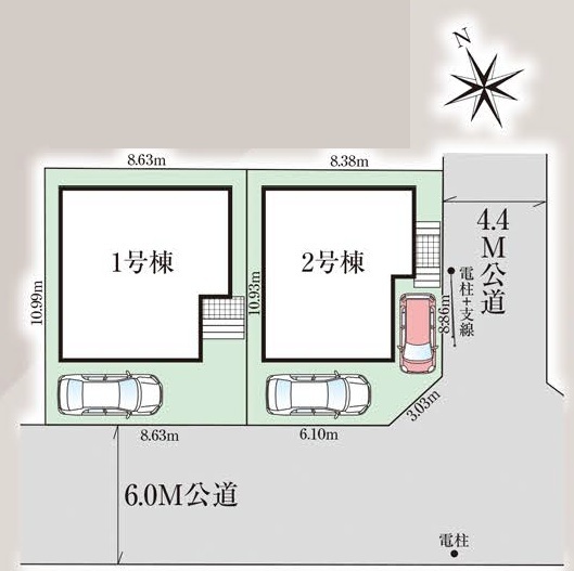 【販売中物件：1号棟、2号棟】のスライド画像