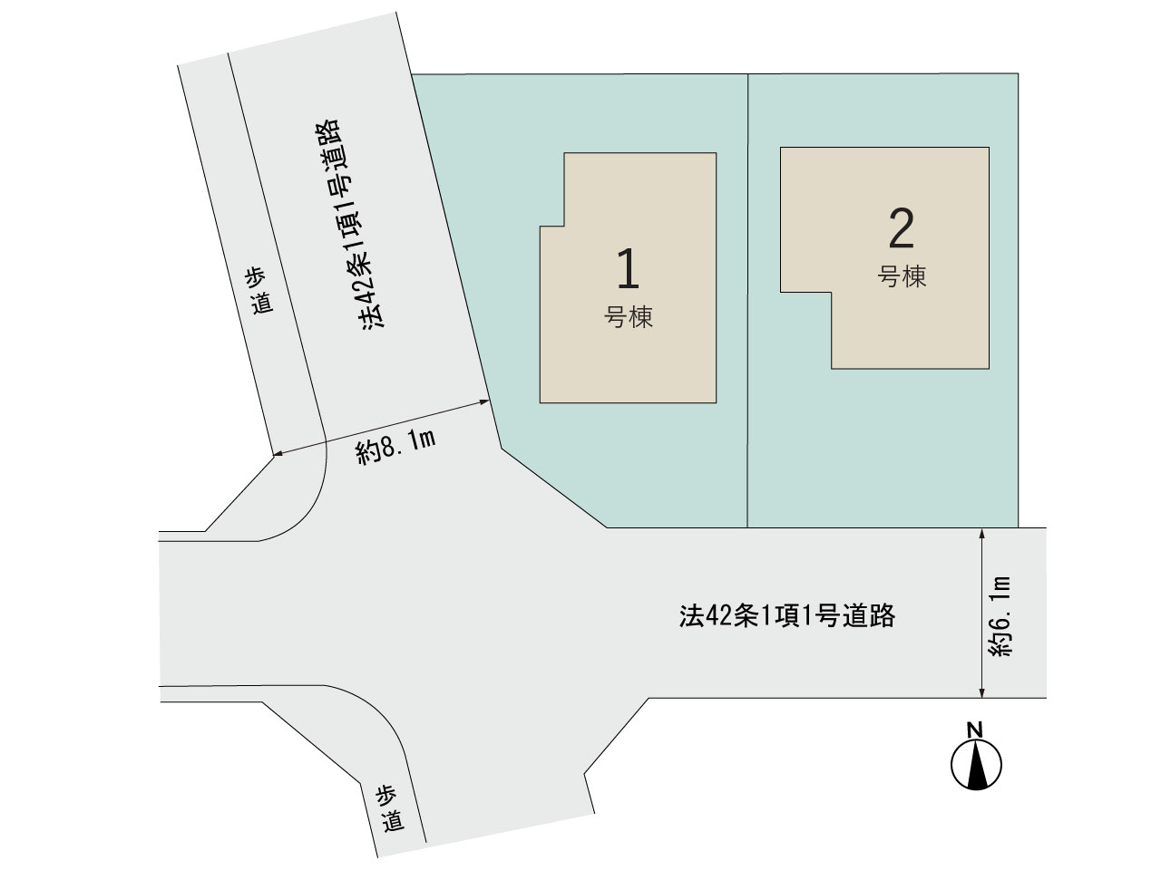 【販売中物件：1号棟、2号棟】のスライド画像