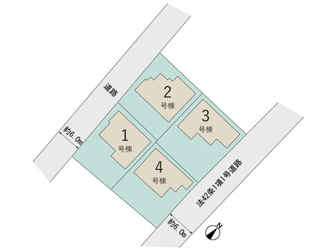 【販売中物件：1号棟、2号棟、3号棟、4号棟】