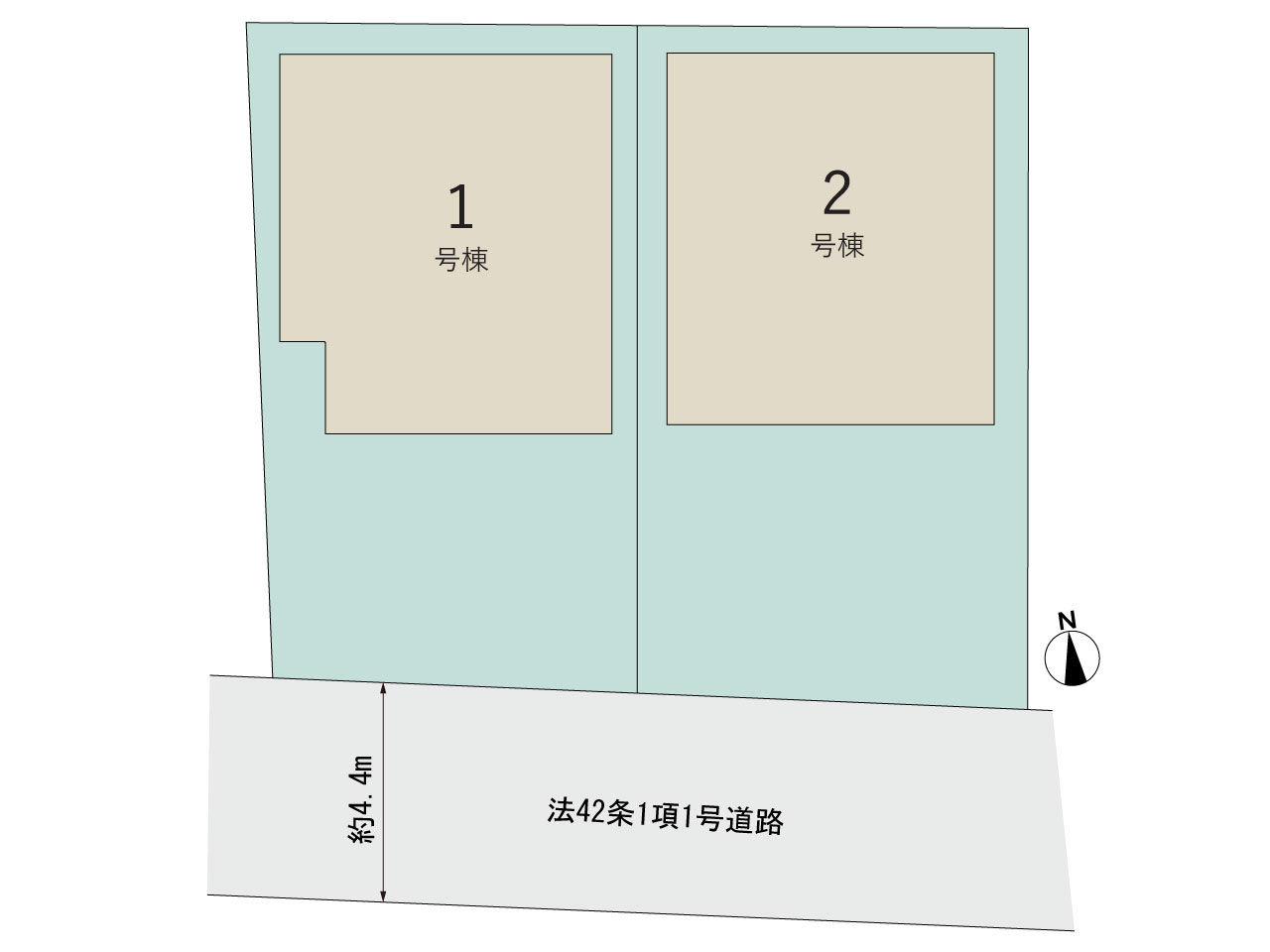 【販売中物件：1号棟、2号棟】のスライド画像