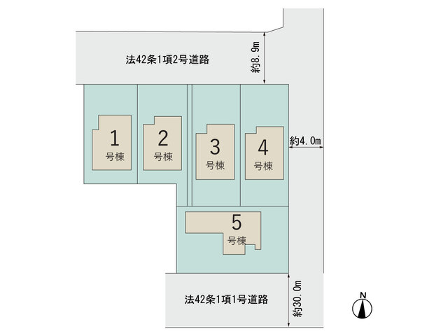 【販売中物件：1号棟、2号棟、3号棟、4号棟】のスライド画像