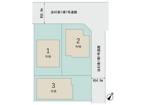 【販売中物件：1号棟、2号棟、3号棟】