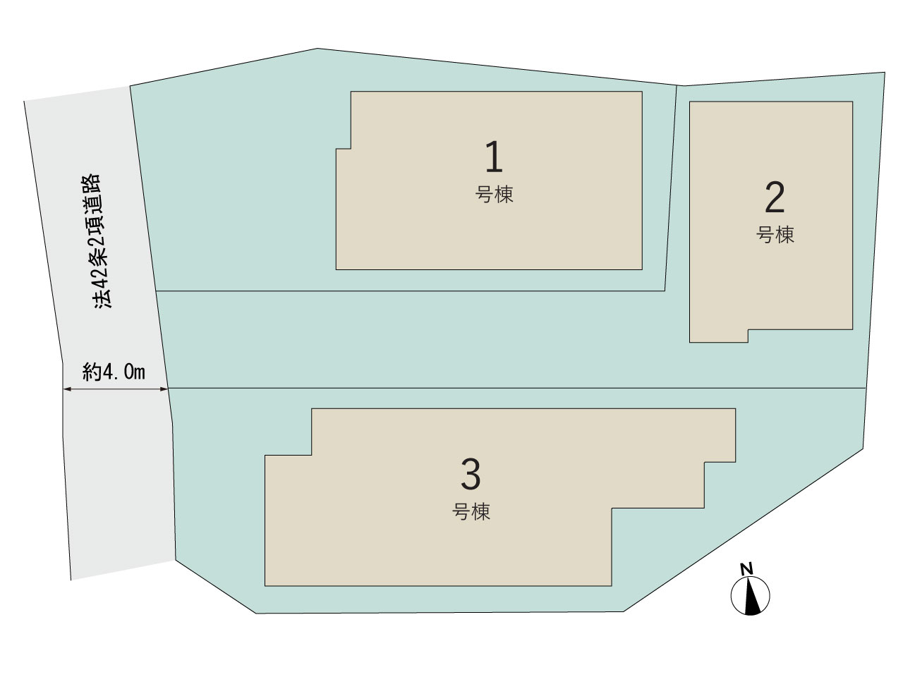 【販売中物件：1号棟、2号棟、3号棟】のスライド画像