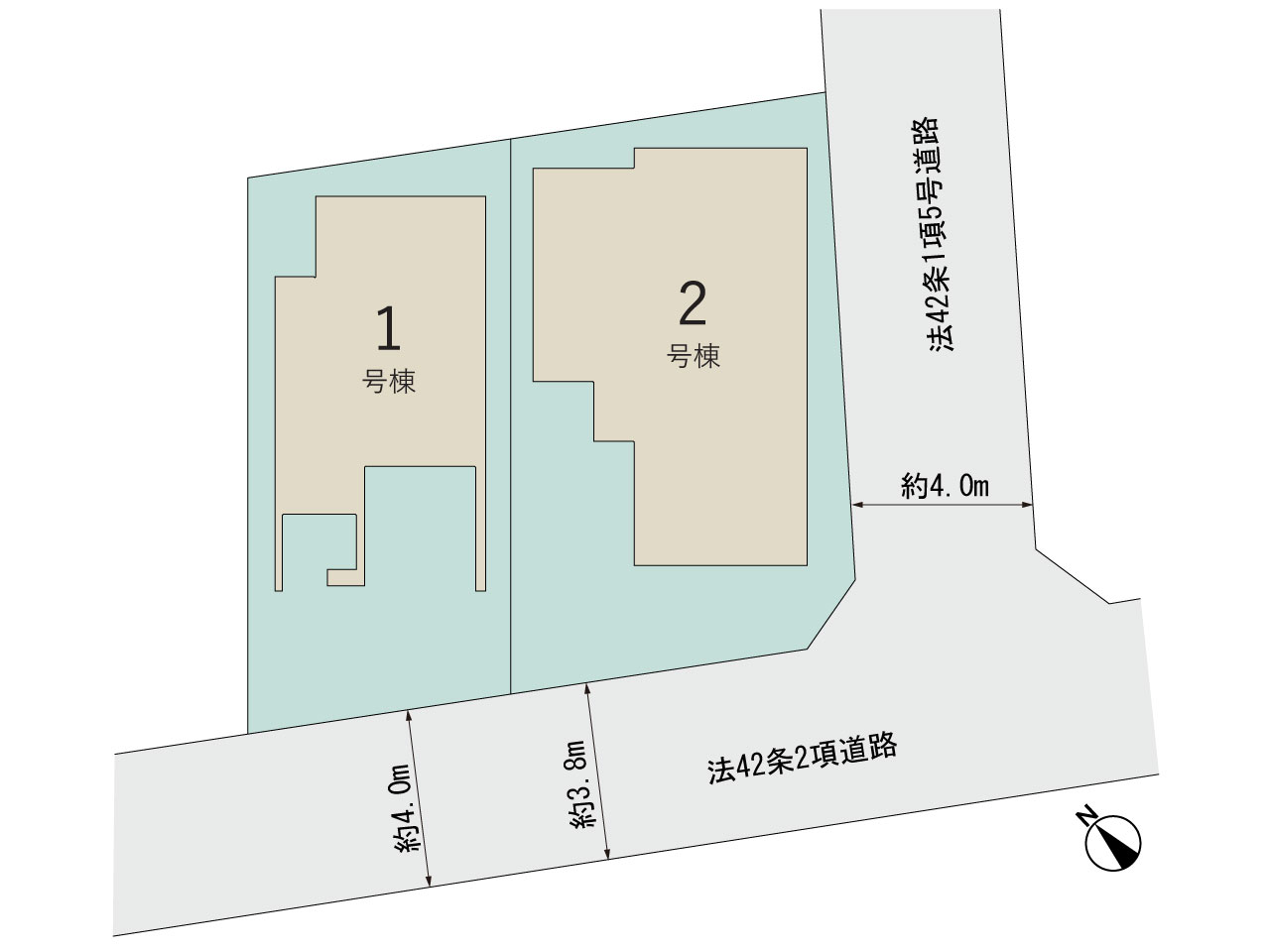 【販売中物件：1号棟、2号棟】のスライド画像