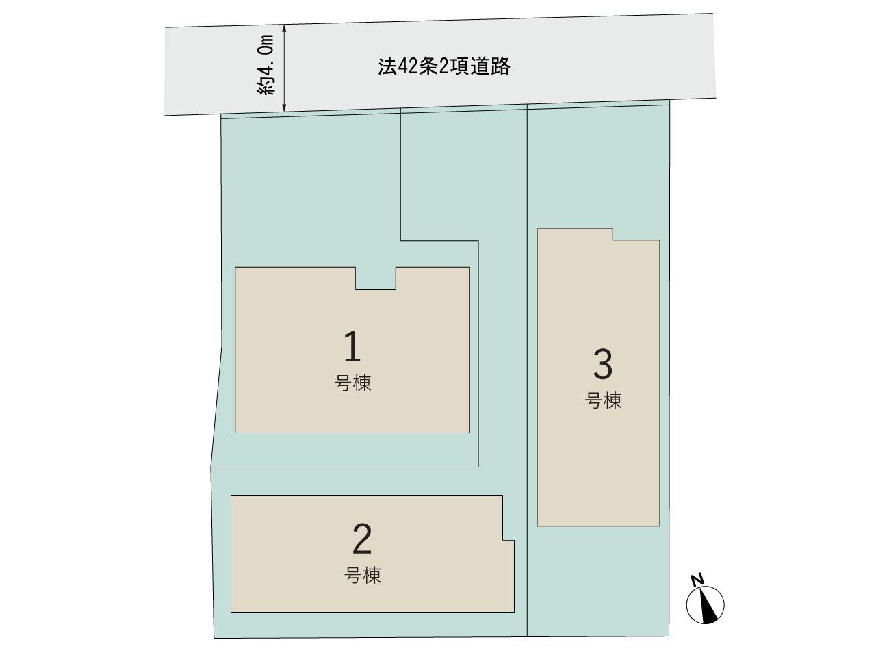 【販売中物件：1号棟、2号棟、3号棟】のスライド画像