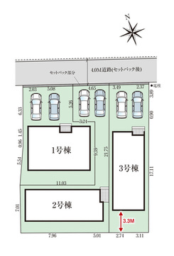【販売中物件：1号棟、2号棟、3号棟】