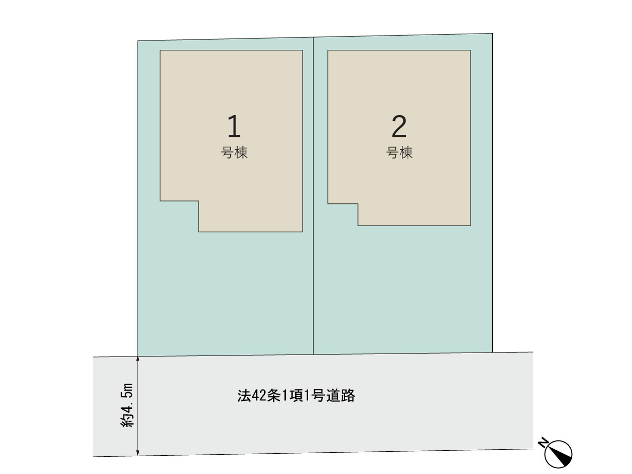 【販売中物件：1号棟、2号棟】のスライド画像