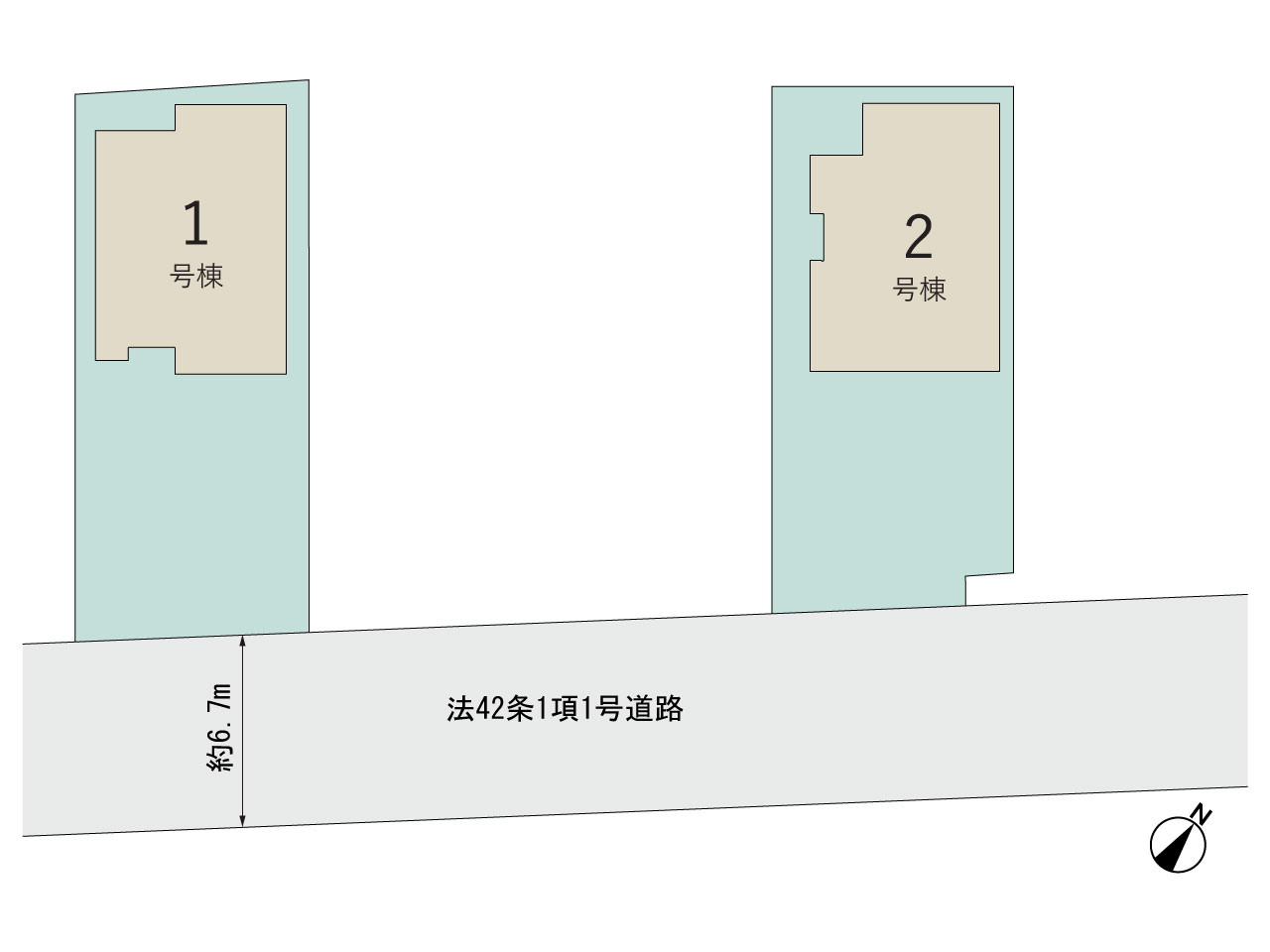【販売中物件：1号棟、2号棟】のスライド画像