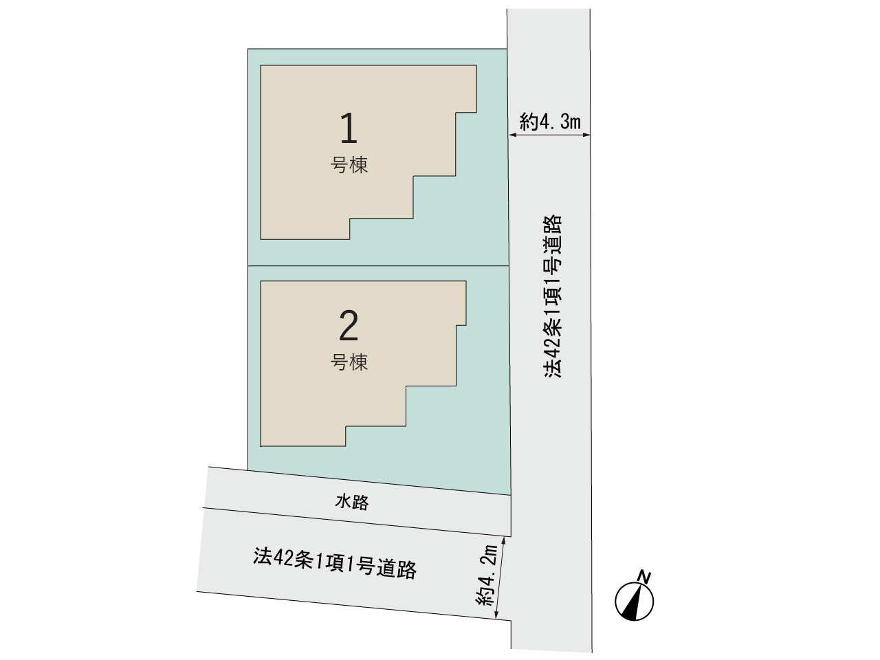 全体区画図 【販売中物件：1号棟、2号棟】のスライド画像