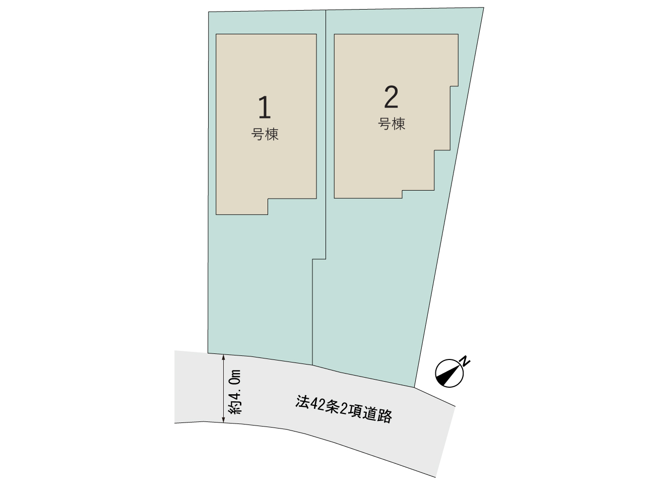 【販売中物件：1号棟、2号棟】のスライド画像