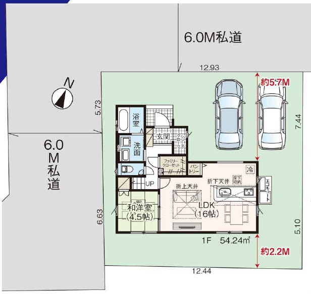 倉田1棟　現場区画図 【販売中物件：1号棟】のスライド画像