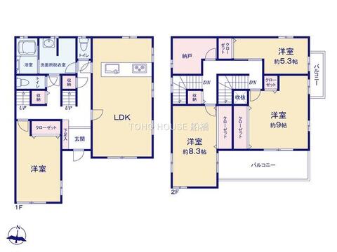【日当たり良好な4LDK】南向きバルコニーと2階の吹抜けにより、開放感ある住空間です。2階の納戸は独立性が高くテレワークに最適。豊富な収納や、動線を分けた2箇所のトイレなど、高い生活利便性も魅力です。
