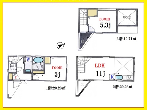光と風が通り抜ける家。２階１１帖LDKは吹抜けのある心地いい主役空間。