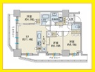 3LDK、専有面積70.41m2　バルコニー面積20.24m2