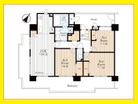 3LDK、専有面積75.86m2、バルコニー面積28.96m2